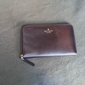 Kate Spade Black Zip-Around Passport Wallet